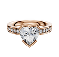 The 18K Rose Gold Bezel Half Bezel East/West Classic Flat 1-Row-Pave 2.5mm Engagement Ring features a stunning center stone with a row of sparkling pave diamonds set along the elegant rose gold band.