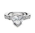 An 18K Two Tone Bezel Half Bezel East/West Classic Flat 1-Row-Pave 2.5mm Engagement Ring with a central stone and round diamonds along the band, displayed on a white background.