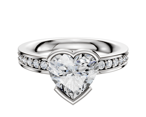 Platinum Bezel Half Bezel East/West Classic Flat 1-Row-Pave 2.5mm Engagement Ring