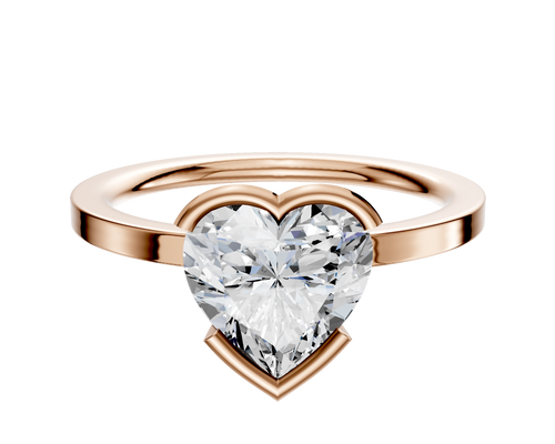 18K Rose Gold Bezel Half Bezel East/West Classic Flat 1.5mm Engagement Ring