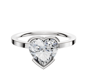 A Platinum Bezel Half Bezel East/West Classic Flat 1.5mm Engagement Ring showcased on a white background, featuring a sleek flat band with an elegant half bezel setting for a modern, timeless look.