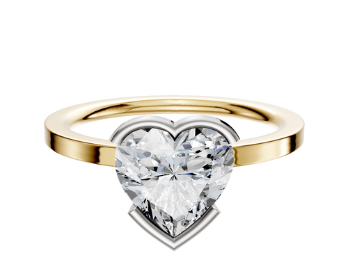 14K Two Tone Bezel Half Bezel East/West Classic Flat 1.5mm Engagement Ring