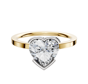 The 18K Two Tone Bezel Half Bezel East/West Classic Flat 1.5mm Engagement Ring features a sophisticated design, displayed against a plain white background.