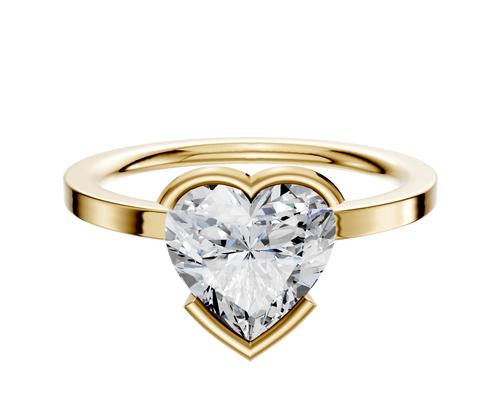 18K Yellow Gold Bezel Half Bezel East/West Classic Flat 1.5mm Engagement Ring