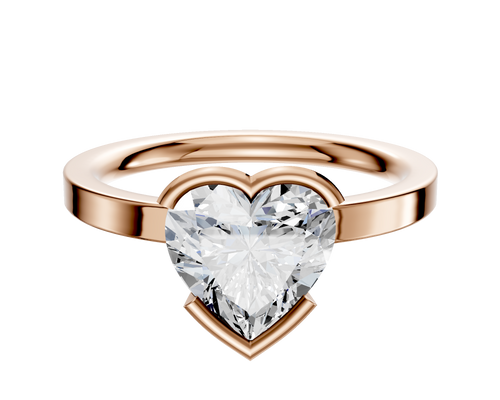 14K Rose Gold Bezel Half Bezel East/West Classic Flat 2.0mm Engagement Ring