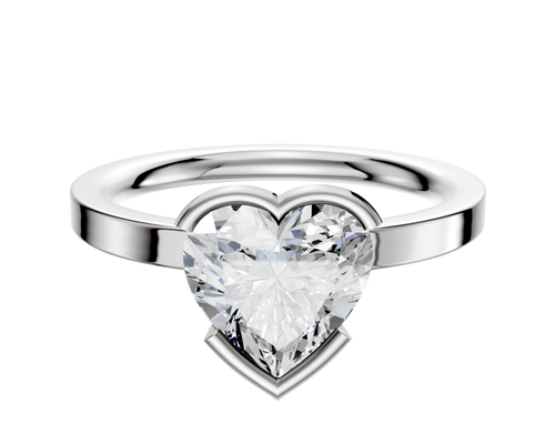 18K White Gold Bezel Half Bezel East/West Classic Flat 2.0mm Engagement Ring