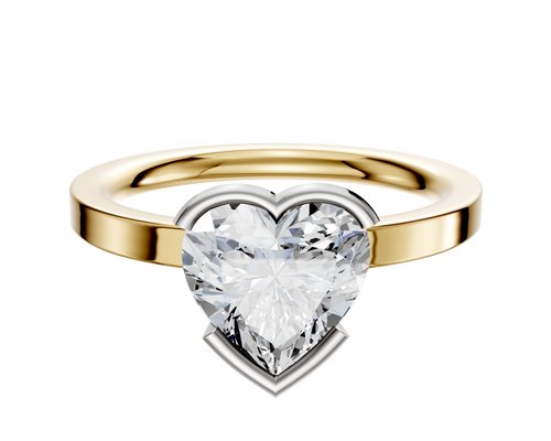 14K Two Tone Bezel Half Bezel East/West Classic Flat 2.0mm Engagement Ring