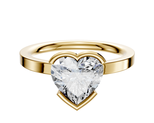 14K Yellow Gold Bezel Half Bezel East/West Classic Flat 2.0mm Engagement Ring