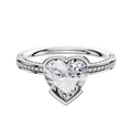 A 14K white gold engagement ring with a classic flat design, featuring a half bezel east/west setting and three rows of 2.0mm pave diamonds, shown against a plain white background.