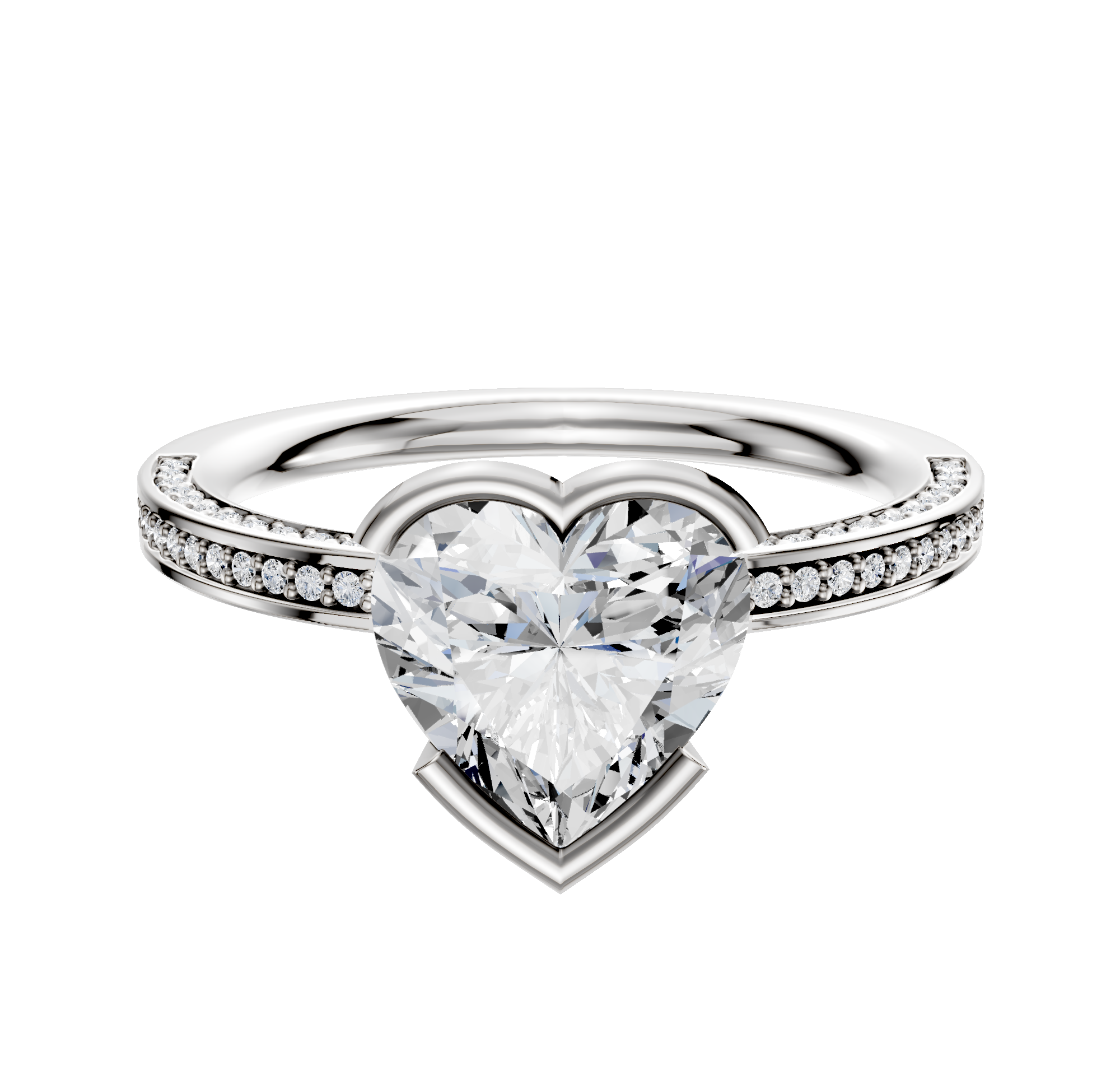 A 14K two-tone bezel half bezel East/West classic flat ring featuring a 3-row pave of 2.0mm diamonds, displayed on a plain white background.