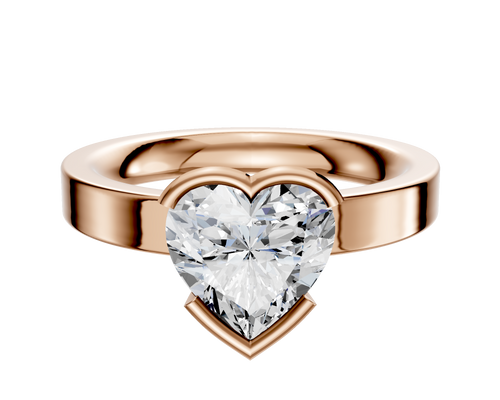 14K Rose Gold Bezel Half Bezel East/West Classic Flat 3.0mm Engagement Ring