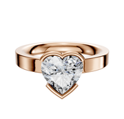 The 18K Rose Gold Bezel Half Bezel East/West Classic Flat 3.0mm Engagement Ring is displayed against a plain white background, showcasing its elegant design and contemporary setting.