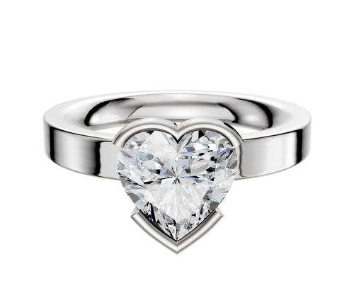 14K White Gold Bezel Half Bezel East/West Classic Flat 3.0mm Engagement Ring
