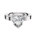A platinum engagement ring, 3.0mm wide, with a classic flat half bezel set east/west, displayed on a smooth reflective band against a plain white background.