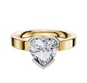 A 14K two-tone bezel half bezel East/West classic flat 3.0mm engagement ring, shown against a plain white background.