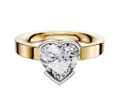 14K Two Tone Bezel Half Bezel East/West Classic Flat 3.0mm Engagement Ring