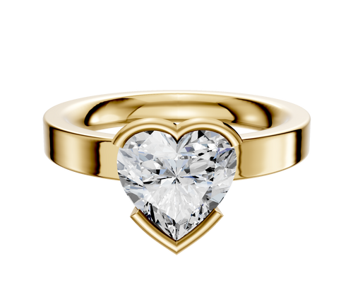 14K Yellow Gold Bezel Half Bezel East/West Classic Flat 3.0mm Engagement Ring