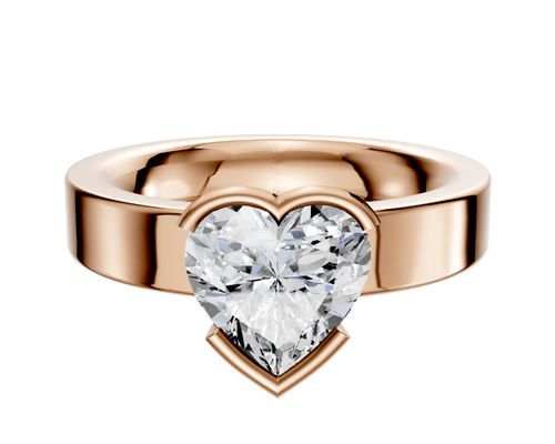 14K Rose Gold Bezel Half Bezel East/West Classic Flat 4.0mm Engagement Ring