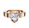 A 14K rose gold engagement ring with a classic flat 4.0mm band and an east/west half bezel setting, displayed on a plain white background.
