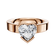 A 14K rose gold engagement ring with a classic flat 4.0mm band and an east/west half bezel setting, displayed on a plain white background.