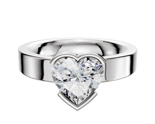18K White Gold Bezel Half Bezel East/West Classic Flat 4.0mm Engagement Ring