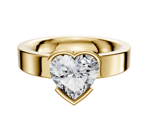 18K Yellow Gold Bezel Half Bezel East/West Classic Flat 4.0mm Engagement Ring
