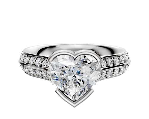 18K Two Tone Bezel Half Bezel East/West Cathedral Knife Edge 1-Row-Pave 2.5mm Engagement Ring