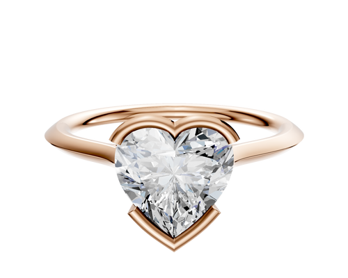 18K Rose Gold Bezel Half Bezel East/West Cathedral Knife Edge 1.5mm Engagement Ring