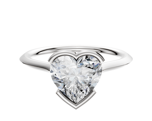 18K White Gold Bezel Half Bezel East/West Cathedral Knife Edge 1.5mm Engagement Ring