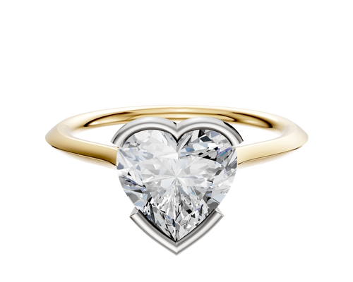 18K Two Tone Bezel Half Bezel East/West Cathedral Knife Edge 1.5mm Engagement Ring