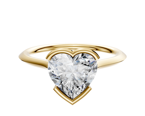 14K Yellow Gold Bezel Half Bezel East/West Cathedral Knife Edge 1.5mm Engagement Ring