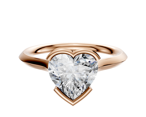 18K Rose Gold Bezel Half Bezel East/West Cathedral Knife Edge 2.0mm Engagement Ring