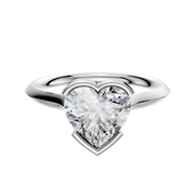 A 14K white gold cathedral engagement ring with a knife edge and half bezel east/west setting, featuring a 2.0mm center stone, displayed on a plain white background.