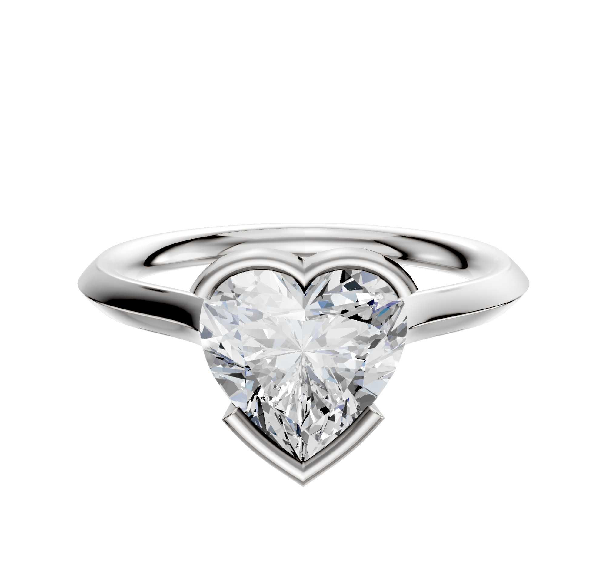 A 14K white gold cathedral engagement ring with a knife edge and half bezel east/west setting, featuring a 2.0mm center stone, displayed on a plain white background.