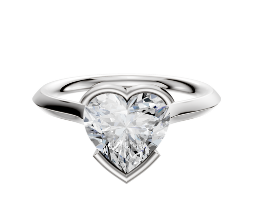 18K White Gold Bezel Half Bezel East/West Cathedral Knife Edge 2.0mm Engagement Ring