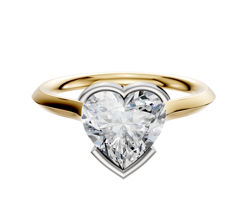 18K Two Tone Bezel Half Bezel East/West Cathedral Knife Edge 2.0mm Engagement Ring