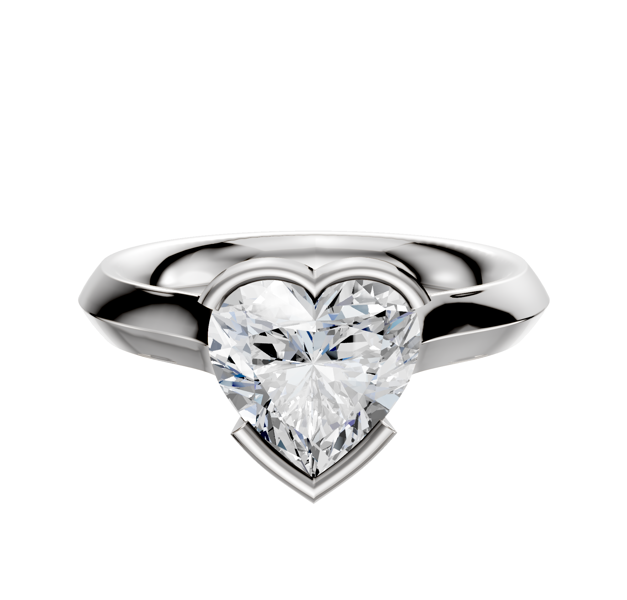 A 14K white gold engagement ring with a knife edge and half bezel east/west cathedral setting, featuring a 3.0mm center stone, displayed on a plain white background.