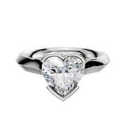 An 18K white gold cathedral knife edge engagement ring, 3.0mm wide, with a half bezel east/west setting, displayed against a plain white background.