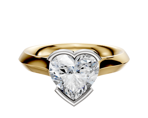 18K Two Tone Bezel Half Bezel East/West Cathedral Knife Edge 3.0mm Engagement Ring