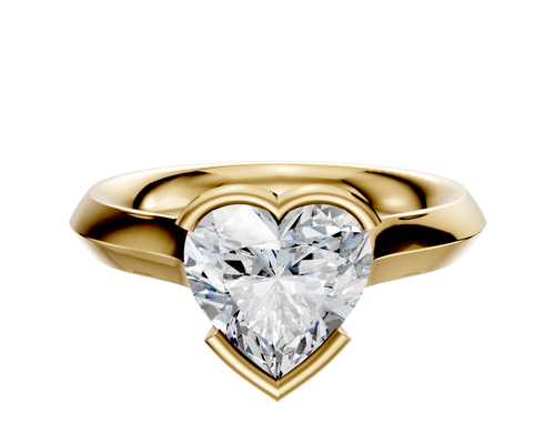 18K Yellow Gold Bezel Half Bezel East/West Cathedral Knife Edge 3.0mm Engagement Ring