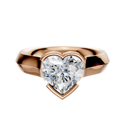 A 14K rose gold engagement ring with a 4.0mm bezel and half bezel east/west cathedral knife edge design, displayed against a plain white background.