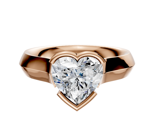 18K Rose Gold Bezel Half Bezel East/West Cathedral Knife Edge 4.0mm Engagement Ring