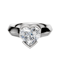 A 14K white gold bezel half bezel east/west cathedral knife edge 4.0mm engagement ring is shown against a plain white background.