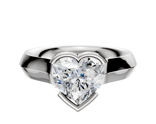 18K White Gold Bezel Half Bezel East/West Cathedral Knife Edge 4.0mm Engagement Ring