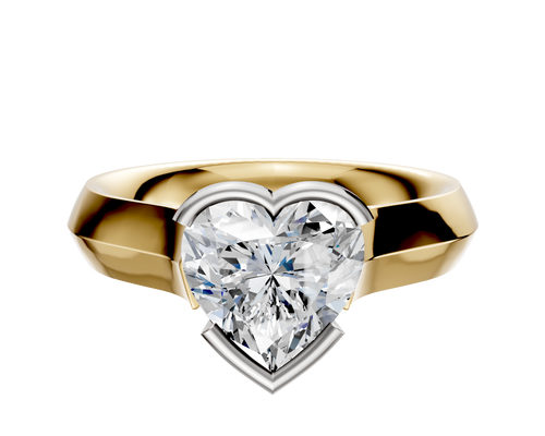 14K Two Tone Bezel Half Bezel East/West Cathedral Knife Edge 4.0mm Engagement Ring