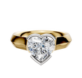 The 14K Two Tone Bezel Half Bezel East/West Cathedral Knife Edge 4.0mm Engagement Ring is displayed on a white background, featuring a gold and silver design with an elegant cathedral setting.