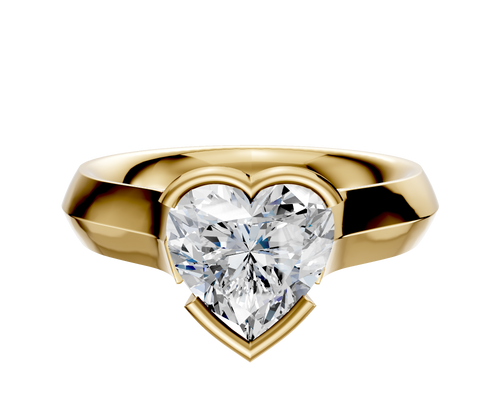 18K Yellow Gold Bezel Half Bezel East/West Cathedral Knife Edge 4.0mm Engagement Ring