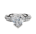 The 18K Two Tone Bezel Half Bezel East/West Classic Knife Edge Engagement Ring features a 2.5mm band with one row of pavé diamonds, blending elegant design and sparkling accents.
