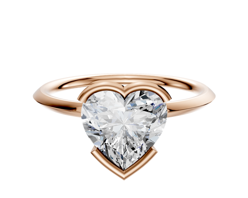 18K Rose Gold Bezel Half Bezel East/West Classic Knife Edge 1.5mm Engagement Ring