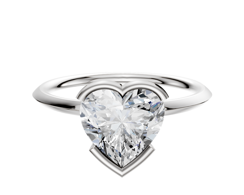 18K White Gold Bezel Half Bezel East/West Classic Knife Edge 1.5mm Engagement Ring